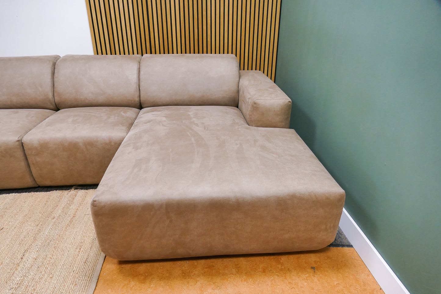 Refurbished Chaise Longue Microvezel Taupe / Camel