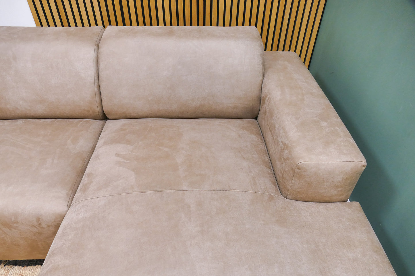 Refurbished Chaise Longue Microvezel Taupe / Camel