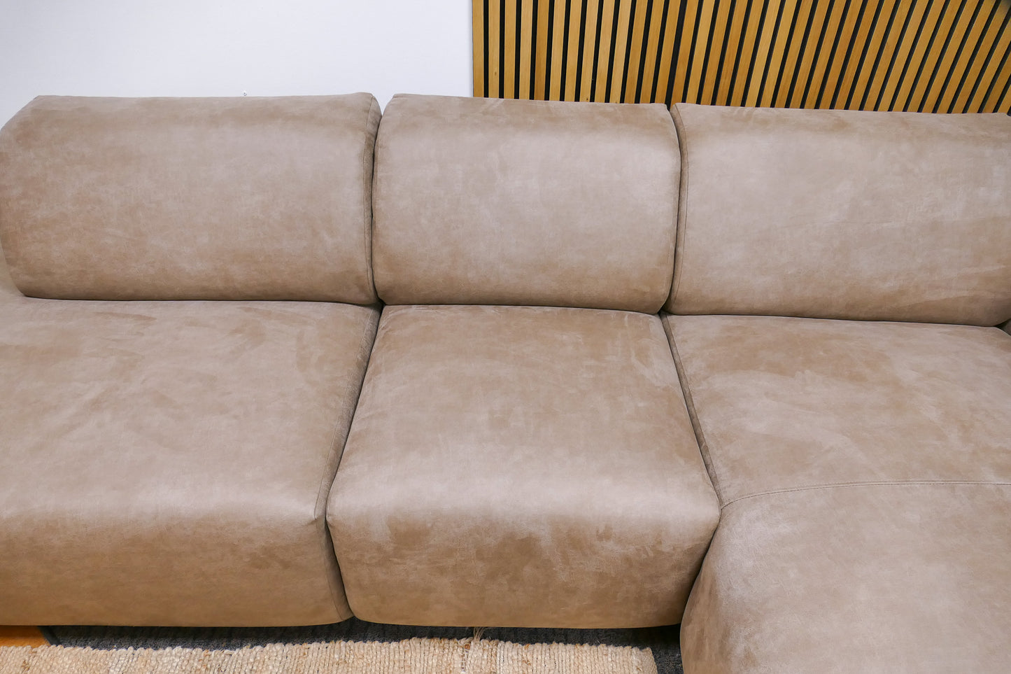 Refurbished Chaise Longue Microvezel Taupe / Camel