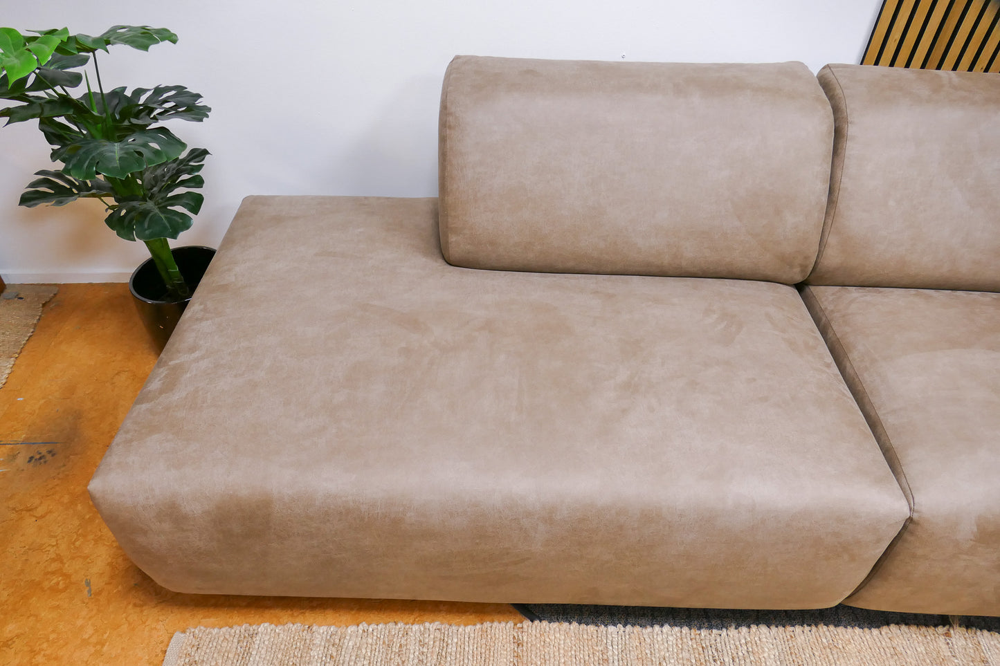 Refurbished Chaise Longue Microvezel Taupe / Camel
