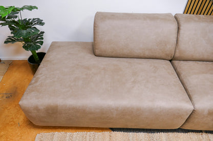 Refurbished Chaise Longue Microvezel Taupe / Camel