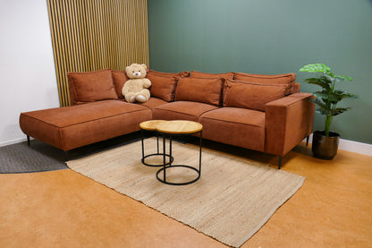 Refurbished Moderne Hoekbank Velvet Roestbruin