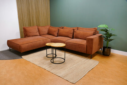 Refurbished Moderne Hoekbank Velvet Roestbruin