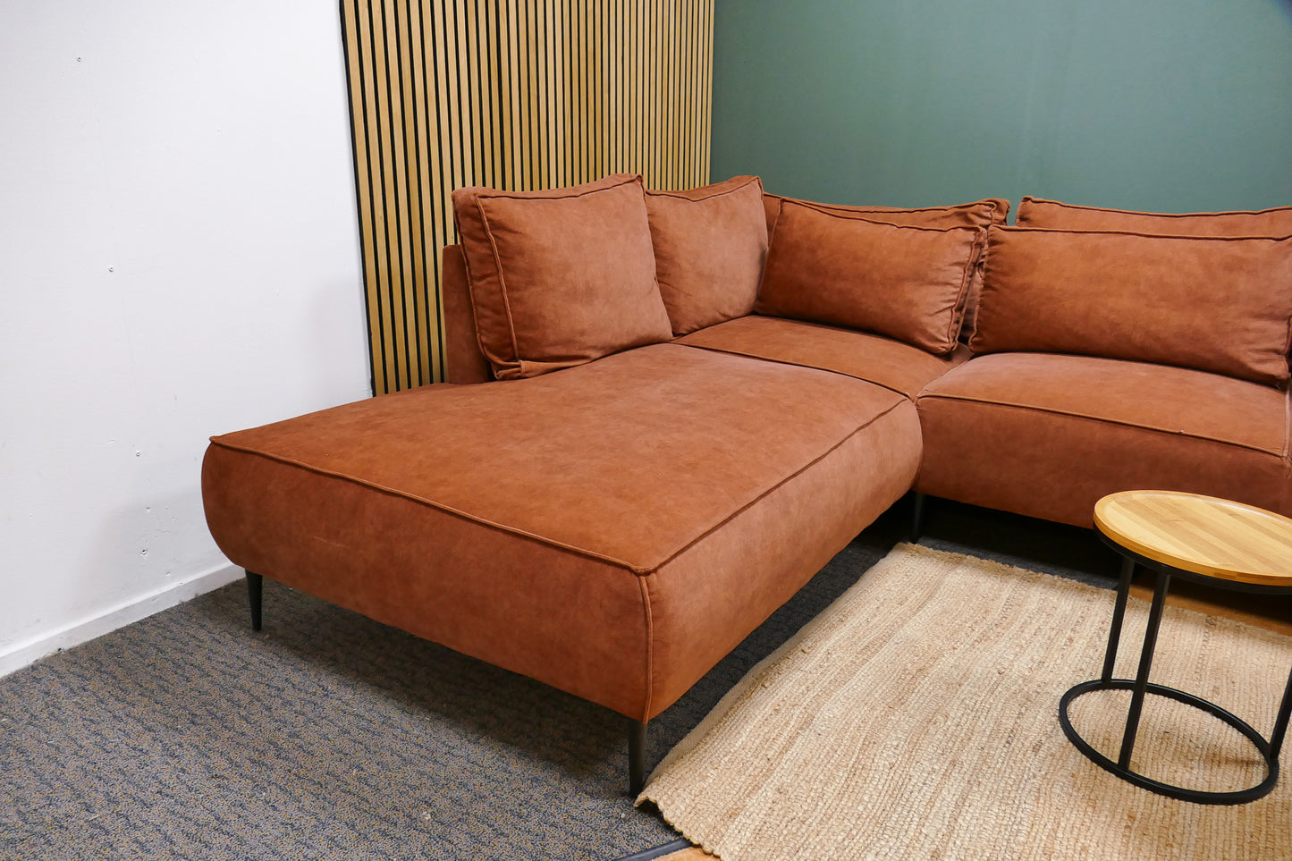 Refurbished Moderne Hoekbank Velvet Roestbruin