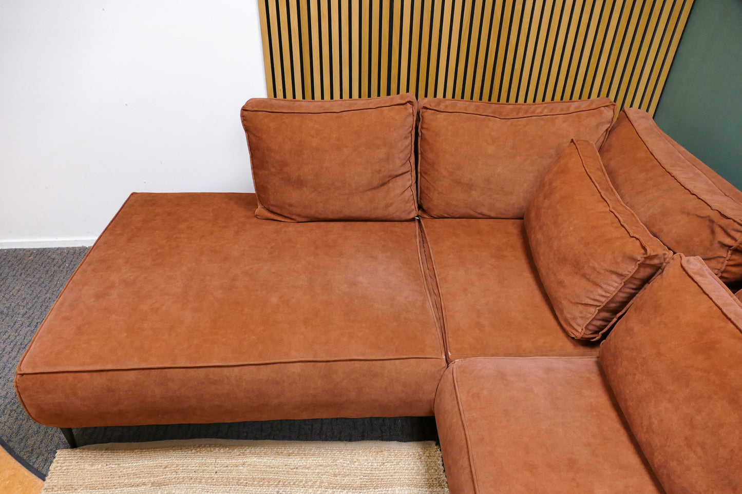 Refurbished Moderne Hoekbank Velvet Roestbruin