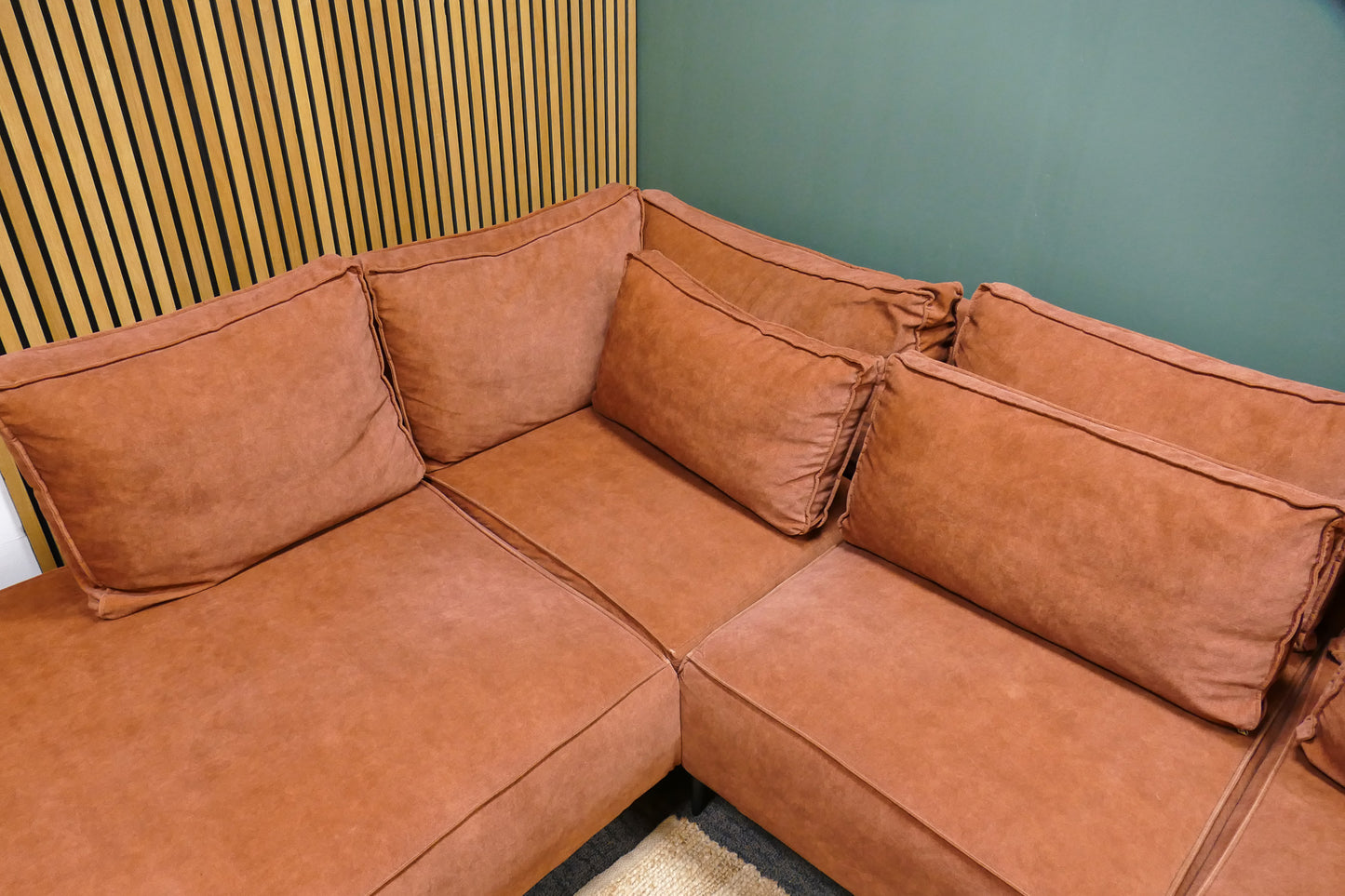 Refurbished Moderne Hoekbank Velvet Roestbruin