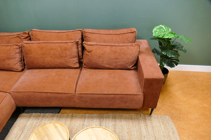 Refurbished Moderne Hoekbank Velvet Roestbruin