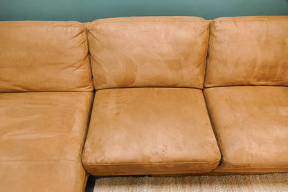 Refurbished Grote Chaise Longue Microvezel Cognac