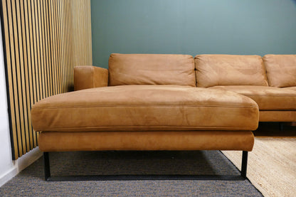 Refurbished Grote Chaise Longue Microvezel Cognac