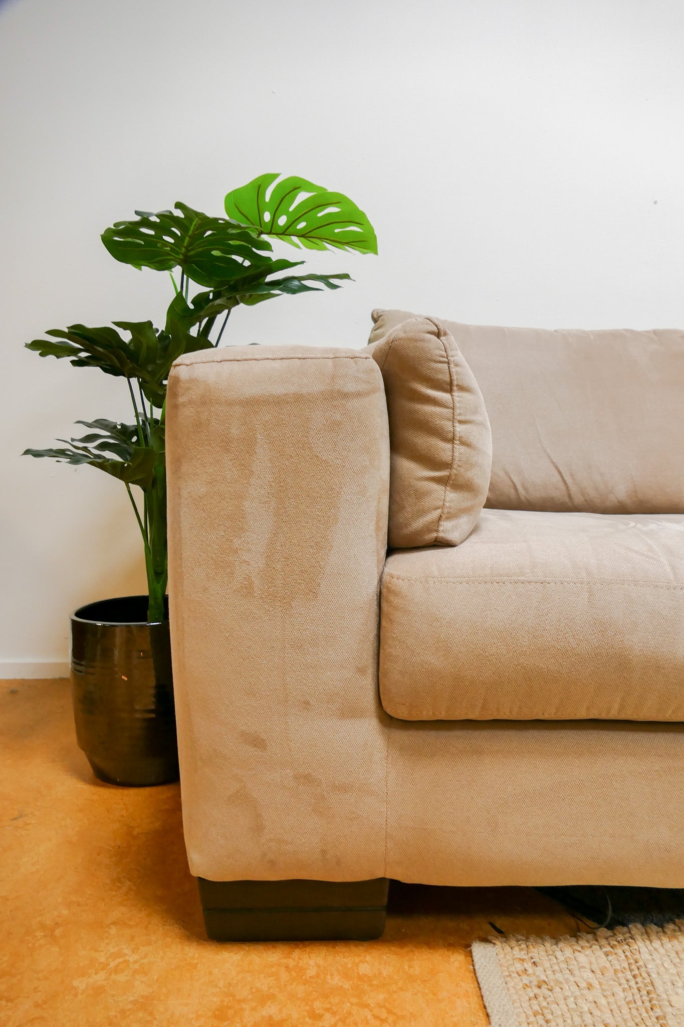 Refurbished Grote Hoekbank Italsofa Beige/Camel Gemêleerd