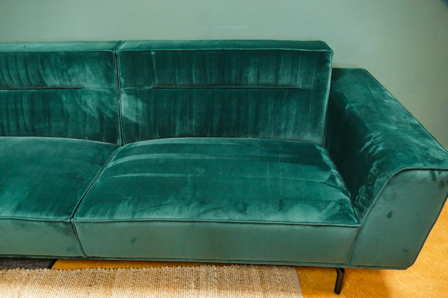 Refurbished Hoekbank Velvet Groen Zitmaxx