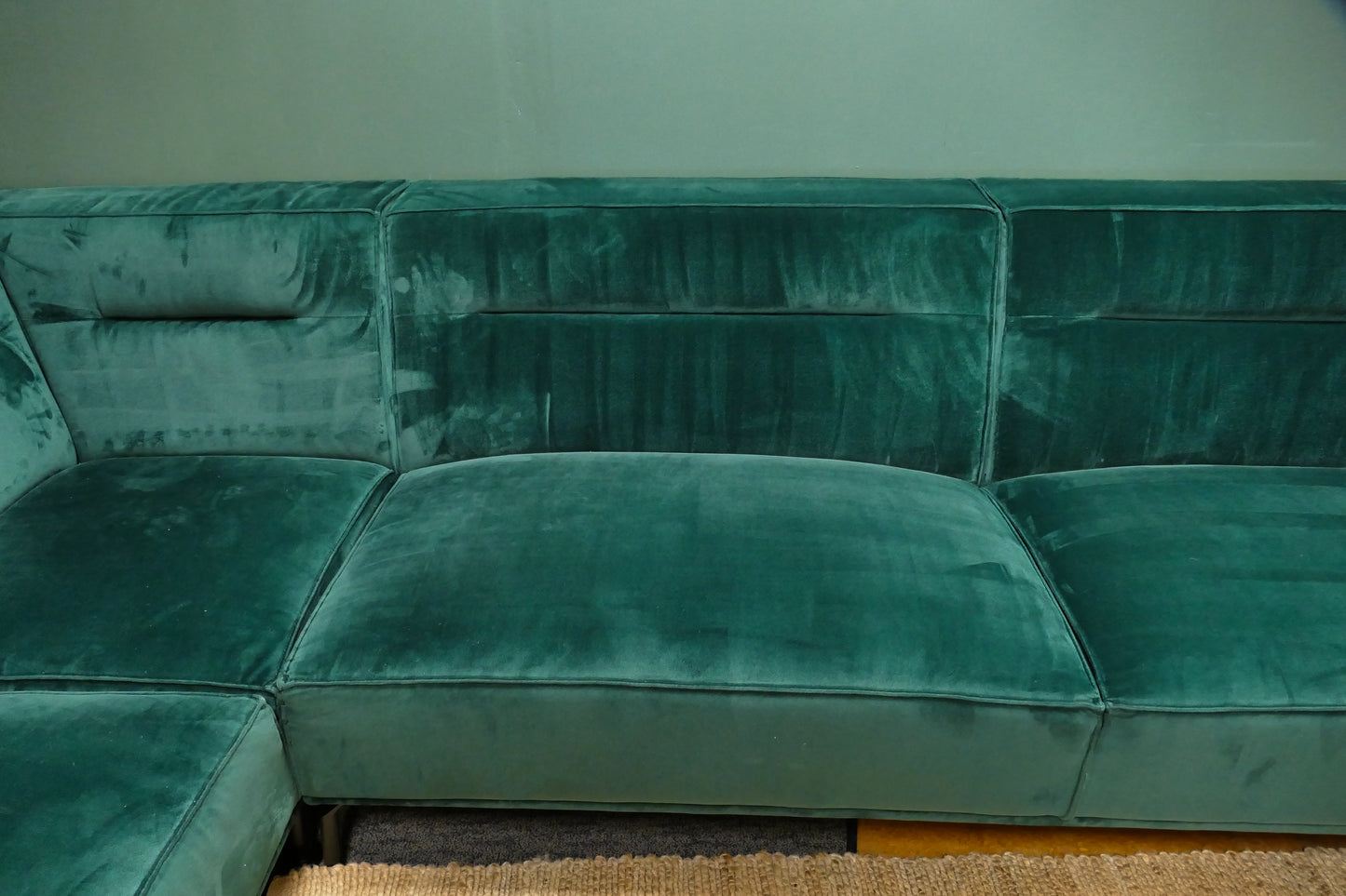 Refurbished Hoekbank Velvet Groen Zitmaxx