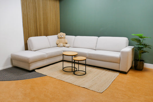 Refurbished Moderne Hoekbank Beige Gemêleerd