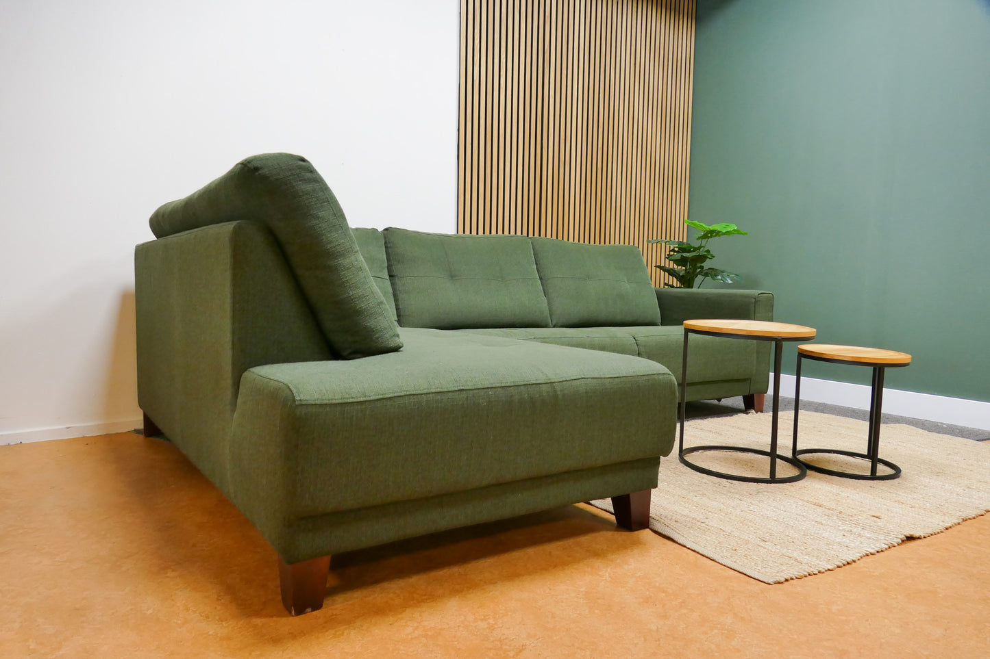 Refurbished Kleine Hoekbank Groen Gemêleerd