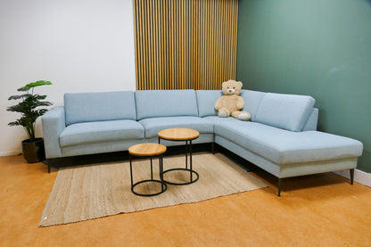 Refurbished Moderne Hoekbank Lichtblauw Gemêleerd