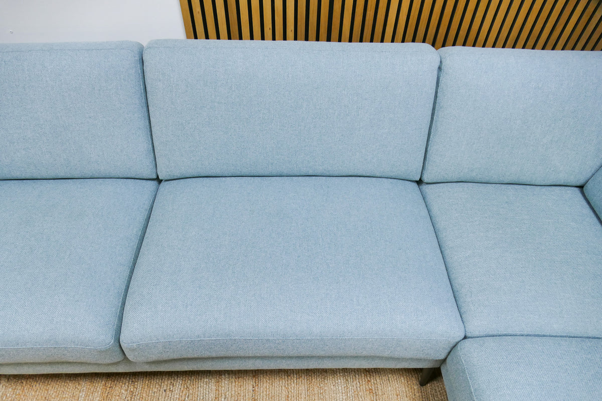 Refurbished Moderne Hoekbank Lichtblauw Gemêleerd