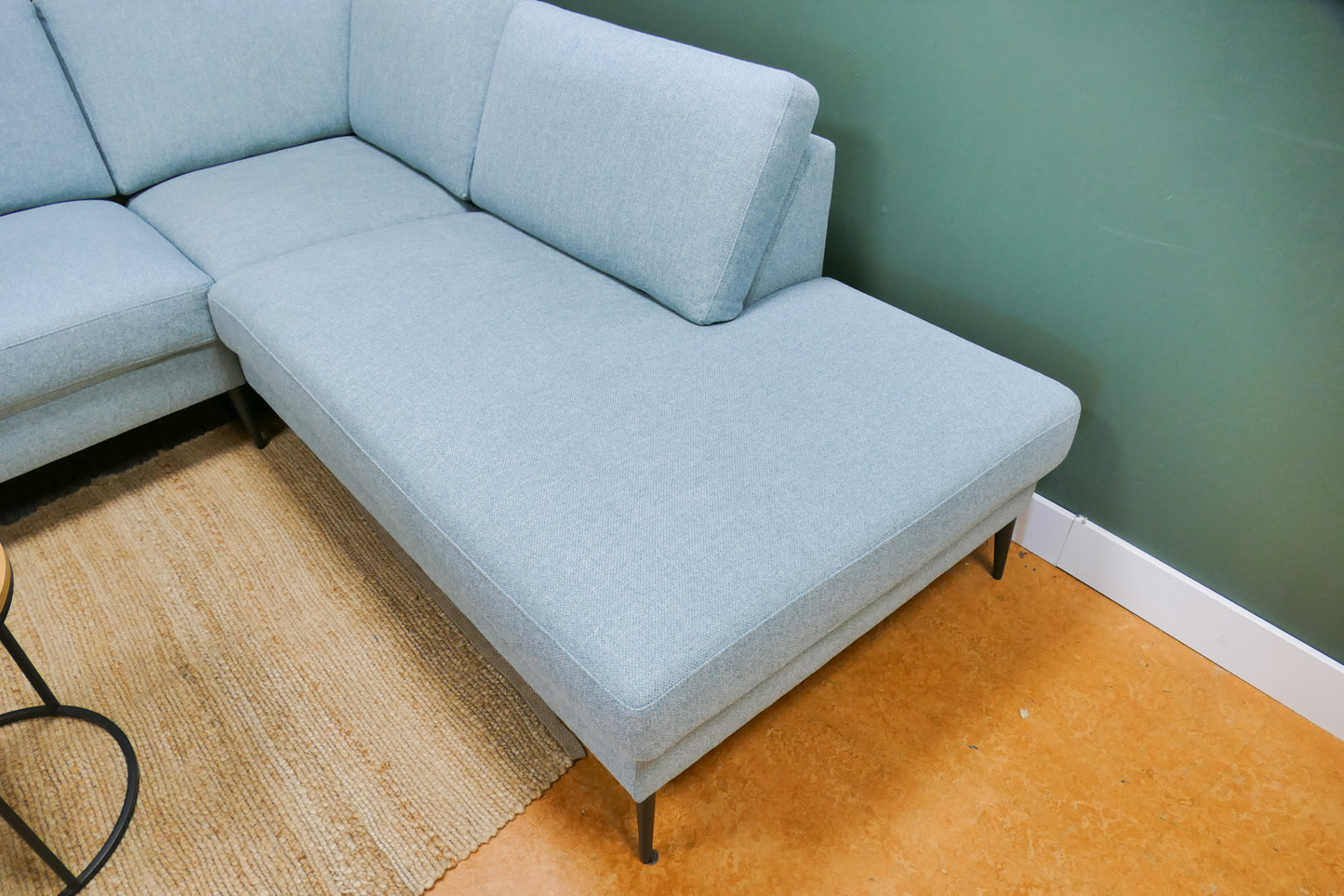Refurbished Moderne Hoekbank Lichtblauw Gemêleerd