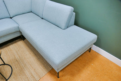 Refurbished Moderne Hoekbank Lichtblauw Gemêleerd