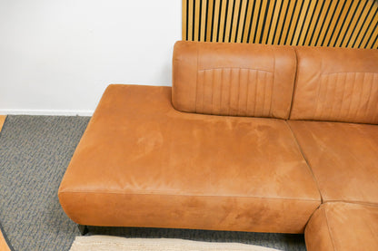 Refurbished Moderne Hoekbank Microvezel Cognac