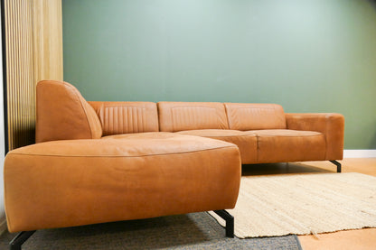 Refurbished Moderne Hoekbank Microvezel Cognac