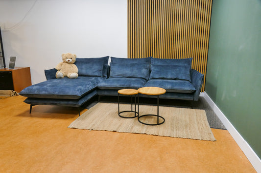 Refurbished Chaise Longue Blauw Velvet