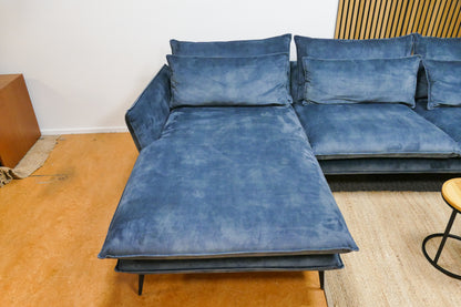 Refurbished Chaise Longue Blauw Velvet