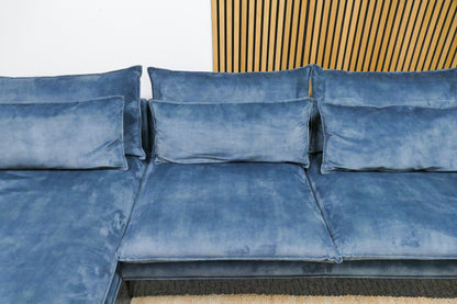 Refurbished Chaise Longue Blauw Velvet