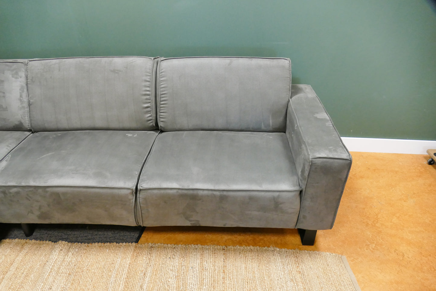 Refurbished Moderne Hoekbank Grijs Microvezel