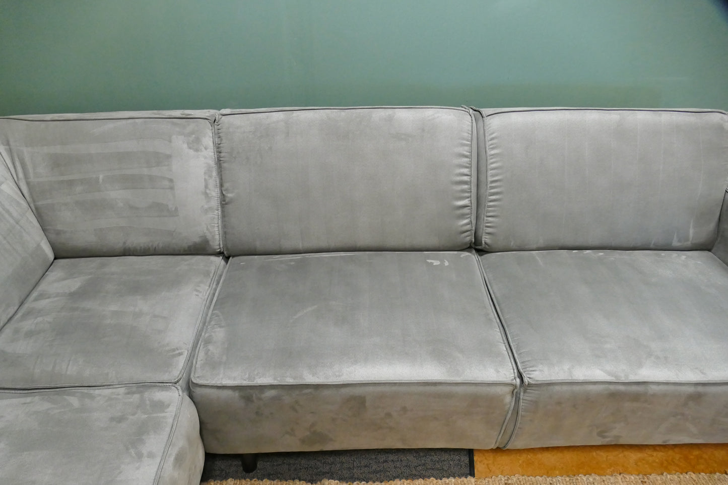 Refurbished Moderne Hoekbank Grijs Microvezel