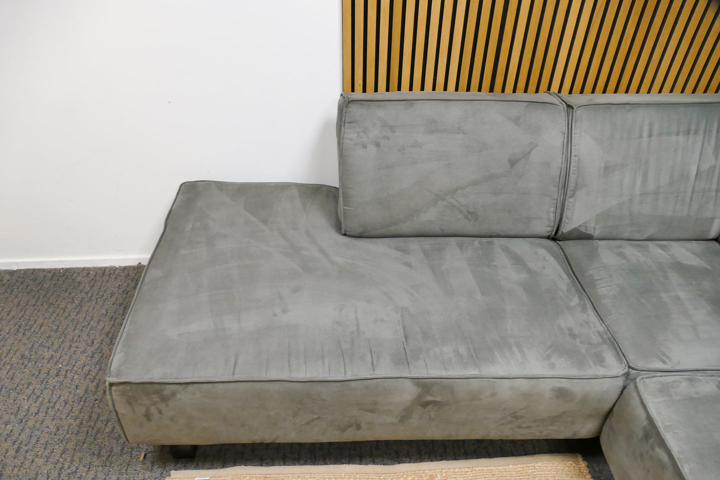 Refurbished Moderne Hoekbank Grijs Microvezel