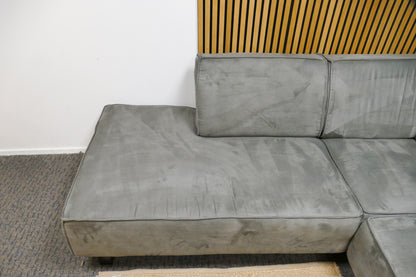 Refurbished Moderne Hoekbank Grijs Microvezel