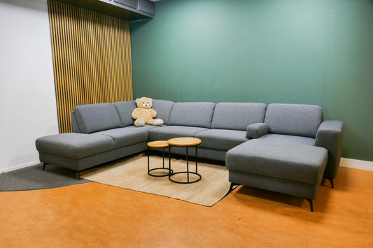 Refurbished U Bank / Slaapbank Antraciet met Opbergruimte