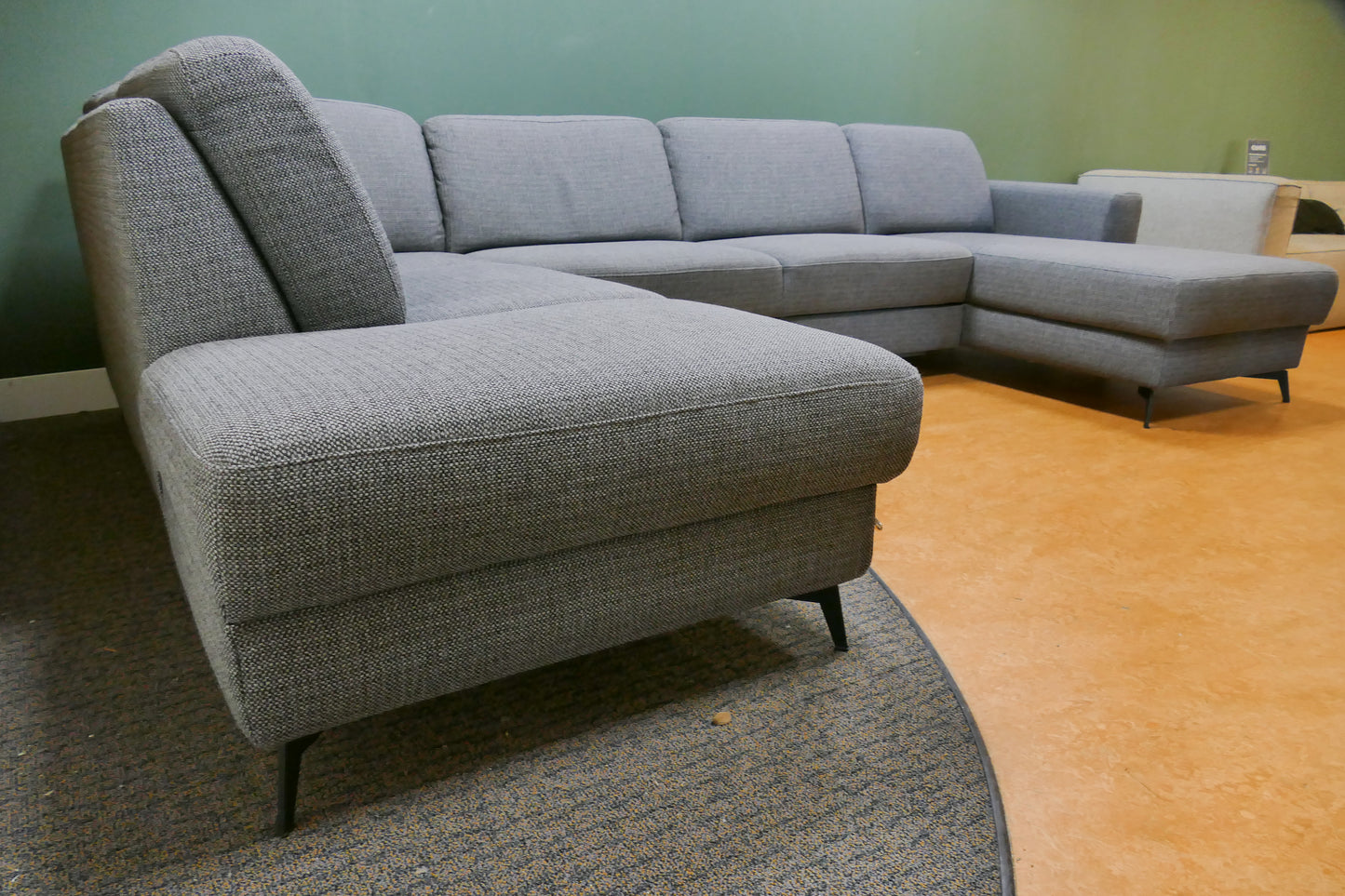 Refurbished U Bank / Slaapbank Antraciet met Opbergruimte
