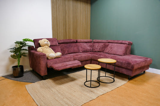 Refurbished Velvet Hoekbank Magenta Paars Zitmaxx