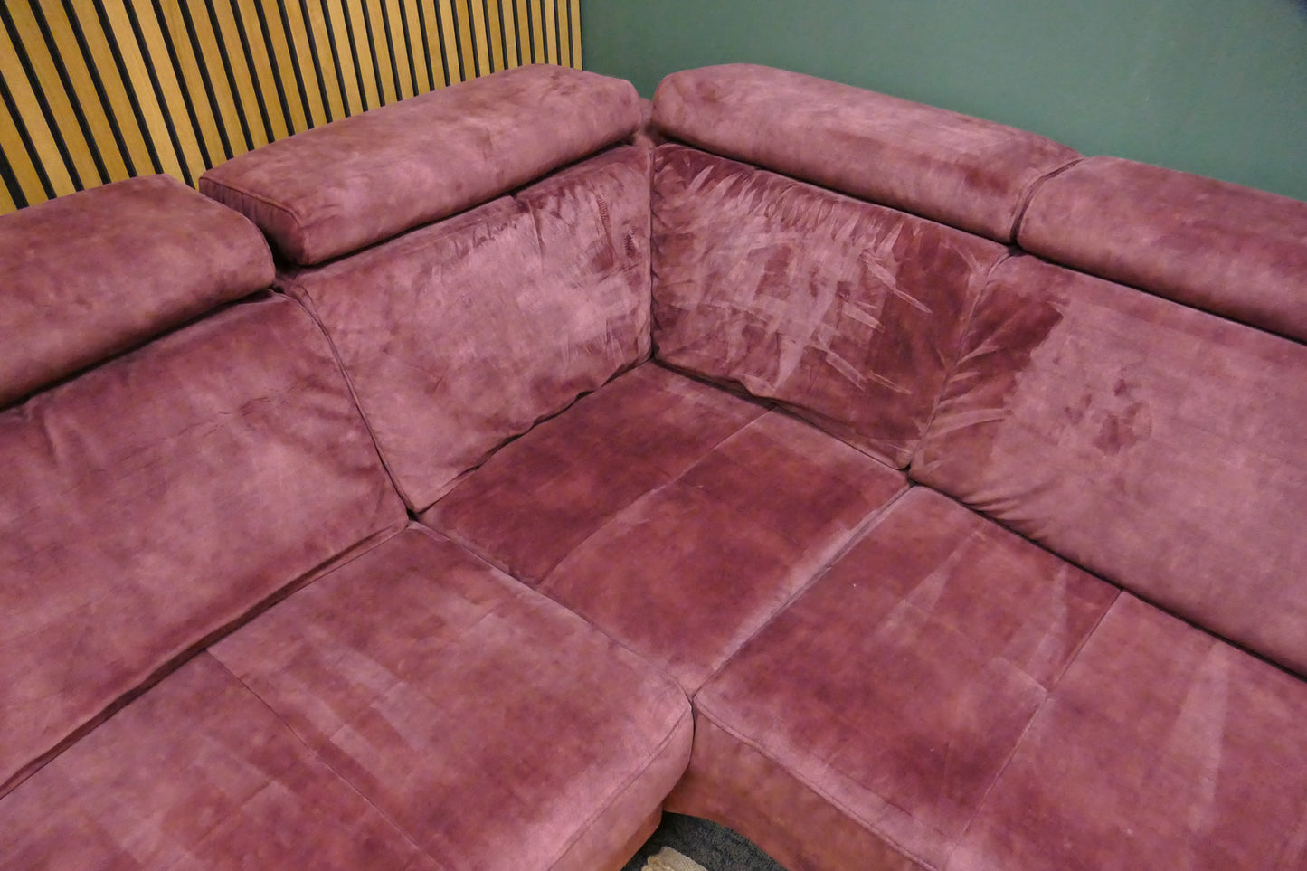 Refurbished Velvet Hoekbank Magenta Paars Zitmaxx