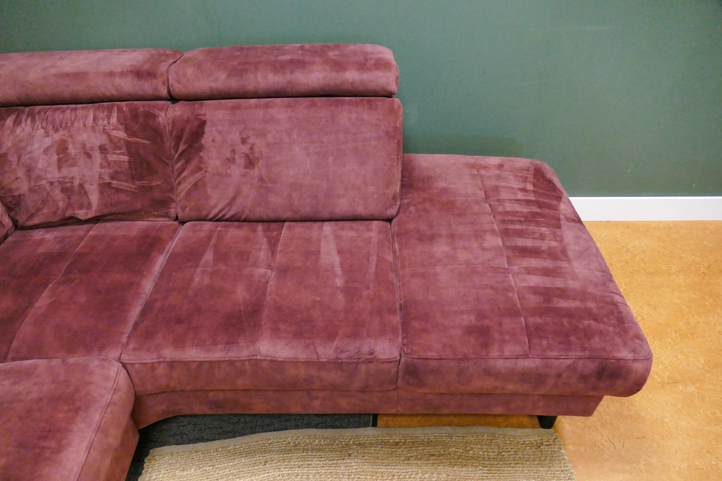 Refurbished Velvet Hoekbank Magenta Paars Zitmaxx