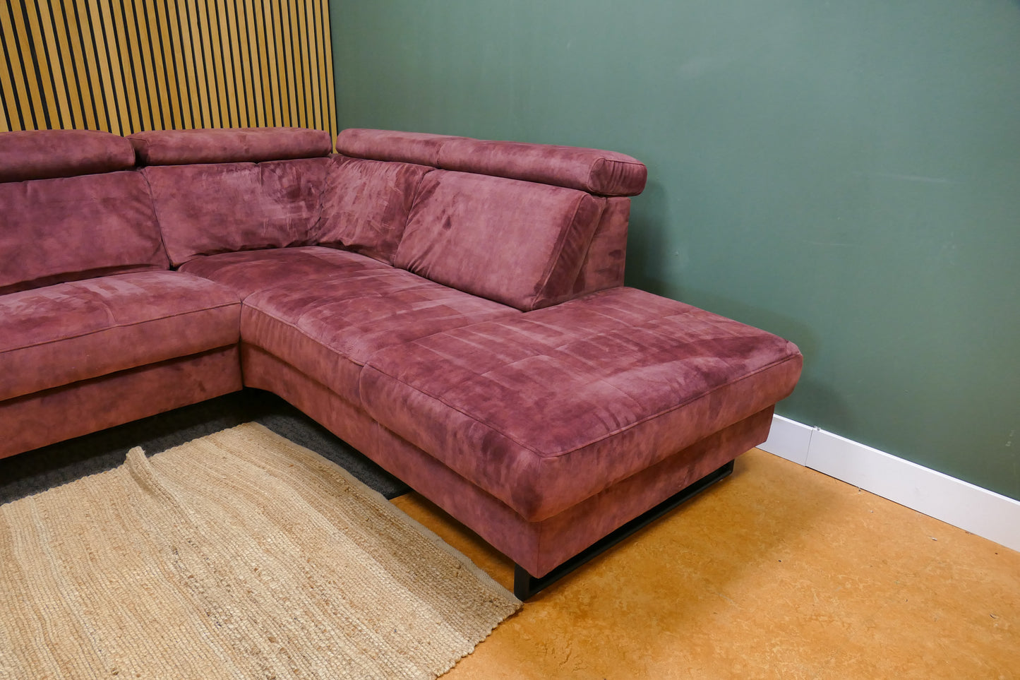 Refurbished Velvet Hoekbank Magenta Paars Zitmaxx