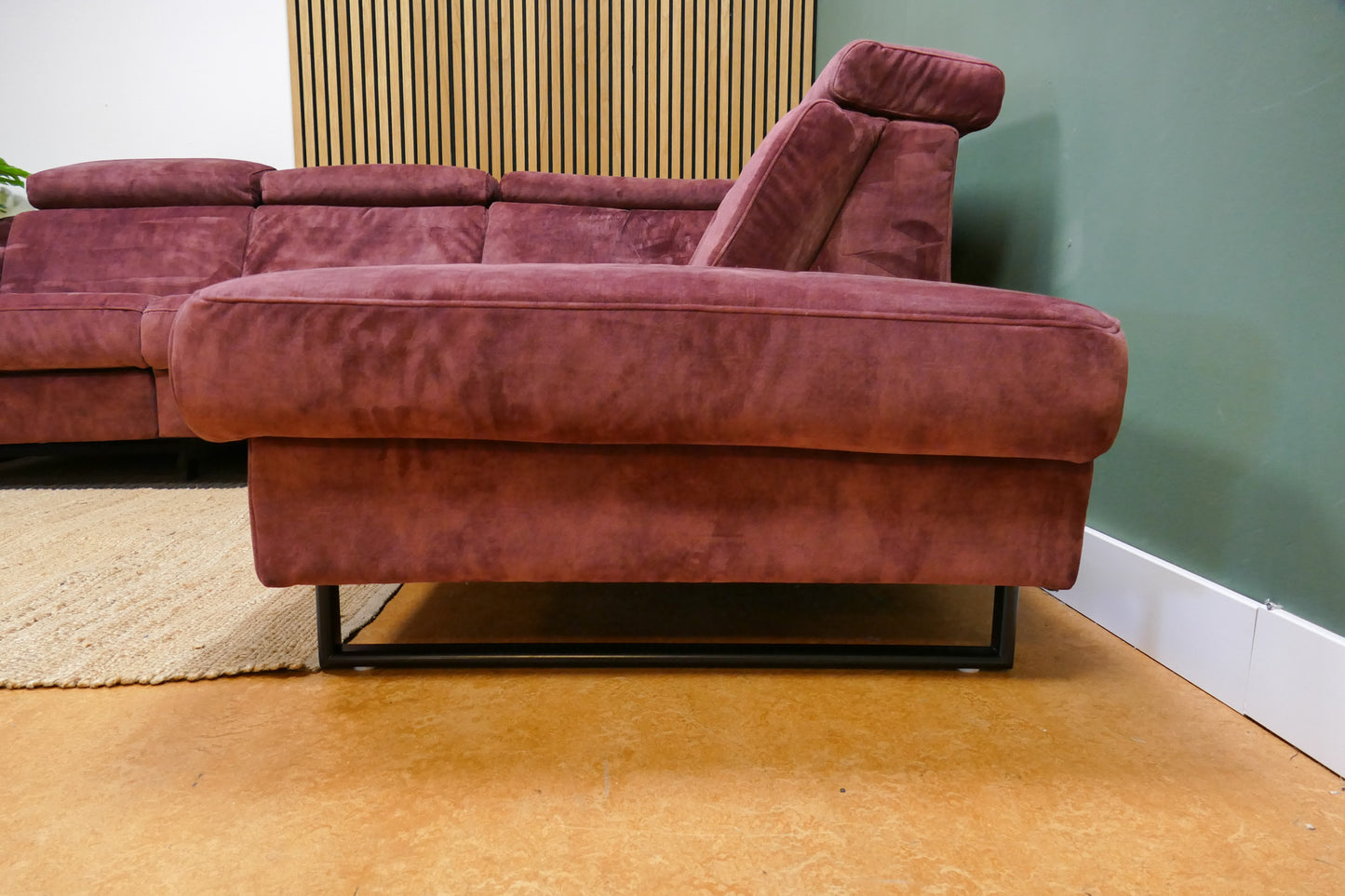 Refurbished Velvet Hoekbank Magenta Paars Zitmaxx