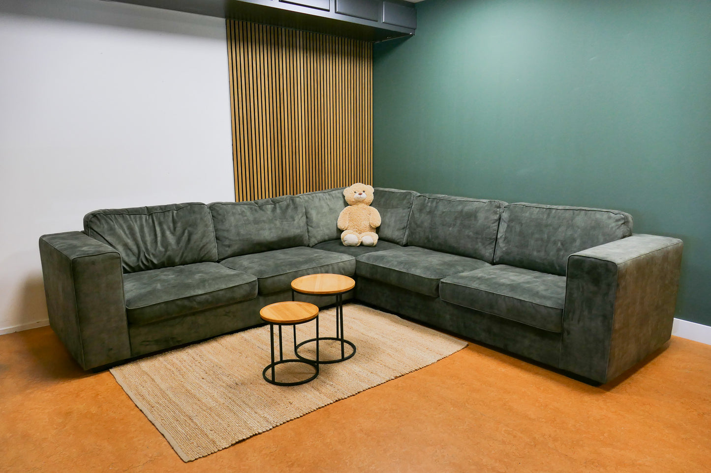 Refurbished Grote Lounge Hoekbank Groen Velvet
