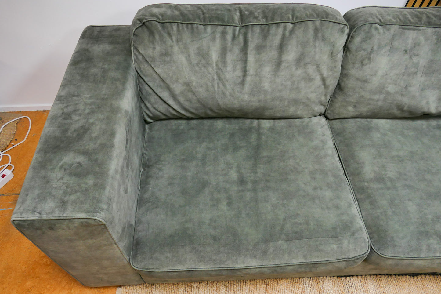 Refurbished Grote Lounge Hoekbank Groen Velvet
