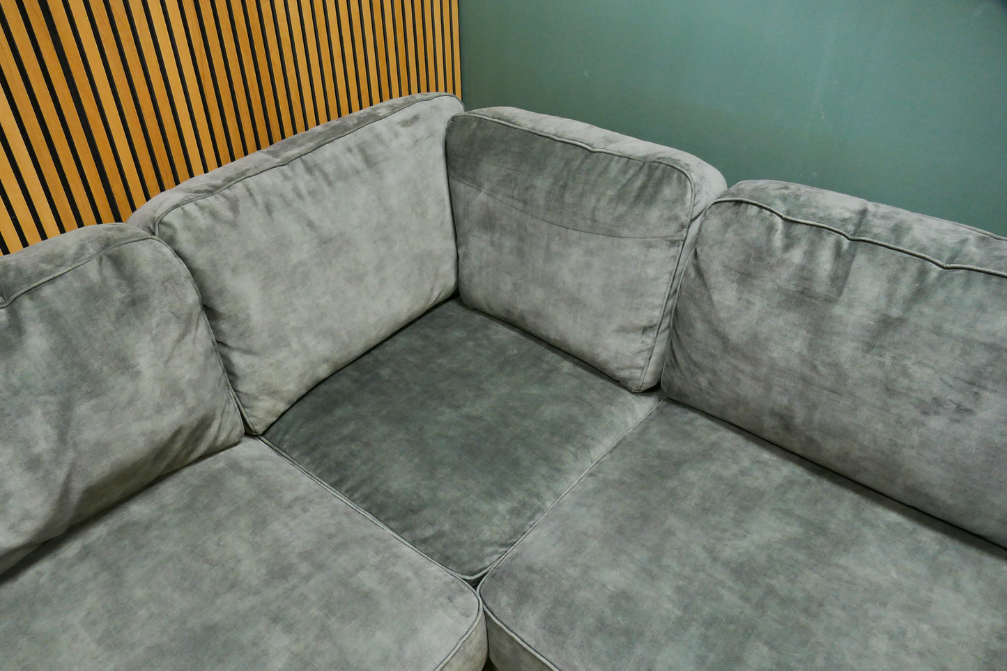 Refurbished Grote Lounge Hoekbank Groen Velvet