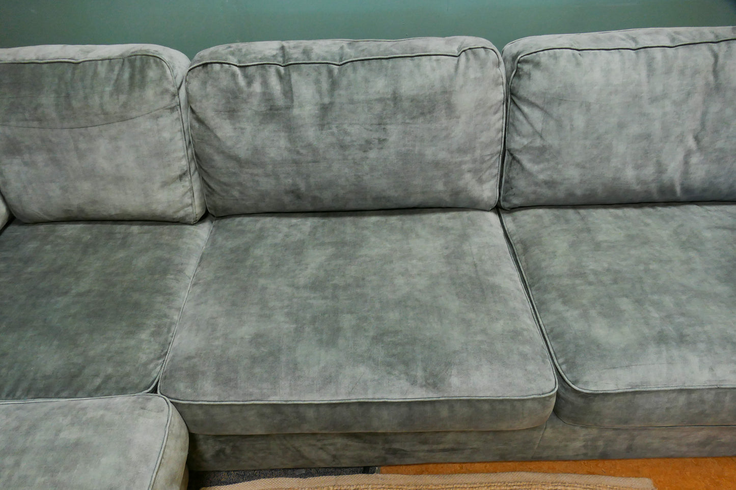 Refurbished Grote Lounge Hoekbank Groen Velvet