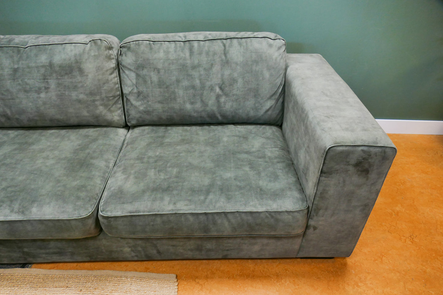 Refurbished Grote Lounge Hoekbank Groen Velvet