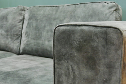 Refurbished Grote Lounge Hoekbank Groen Velvet