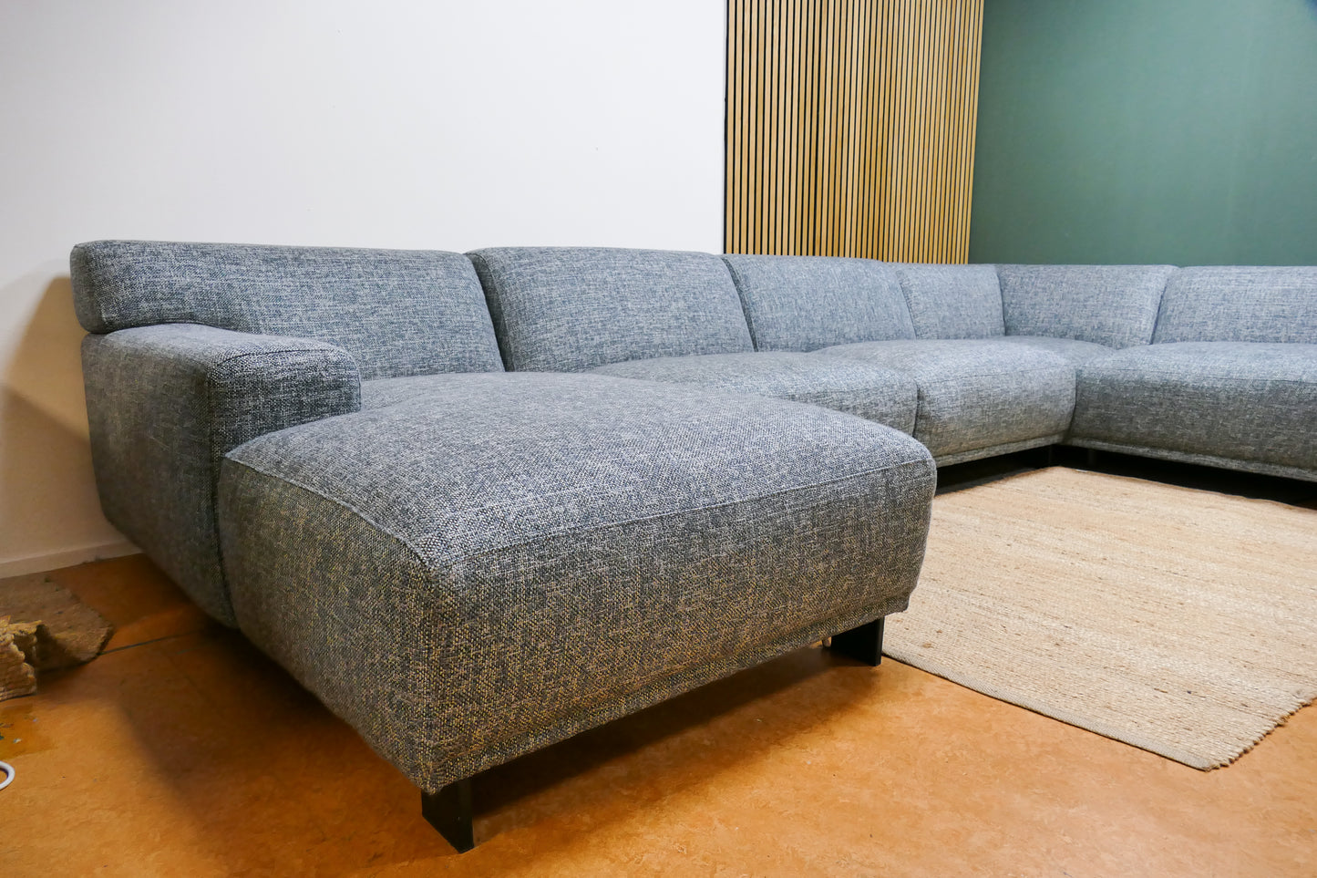 Refurbished Grote U Bank Leski Denim Blauw