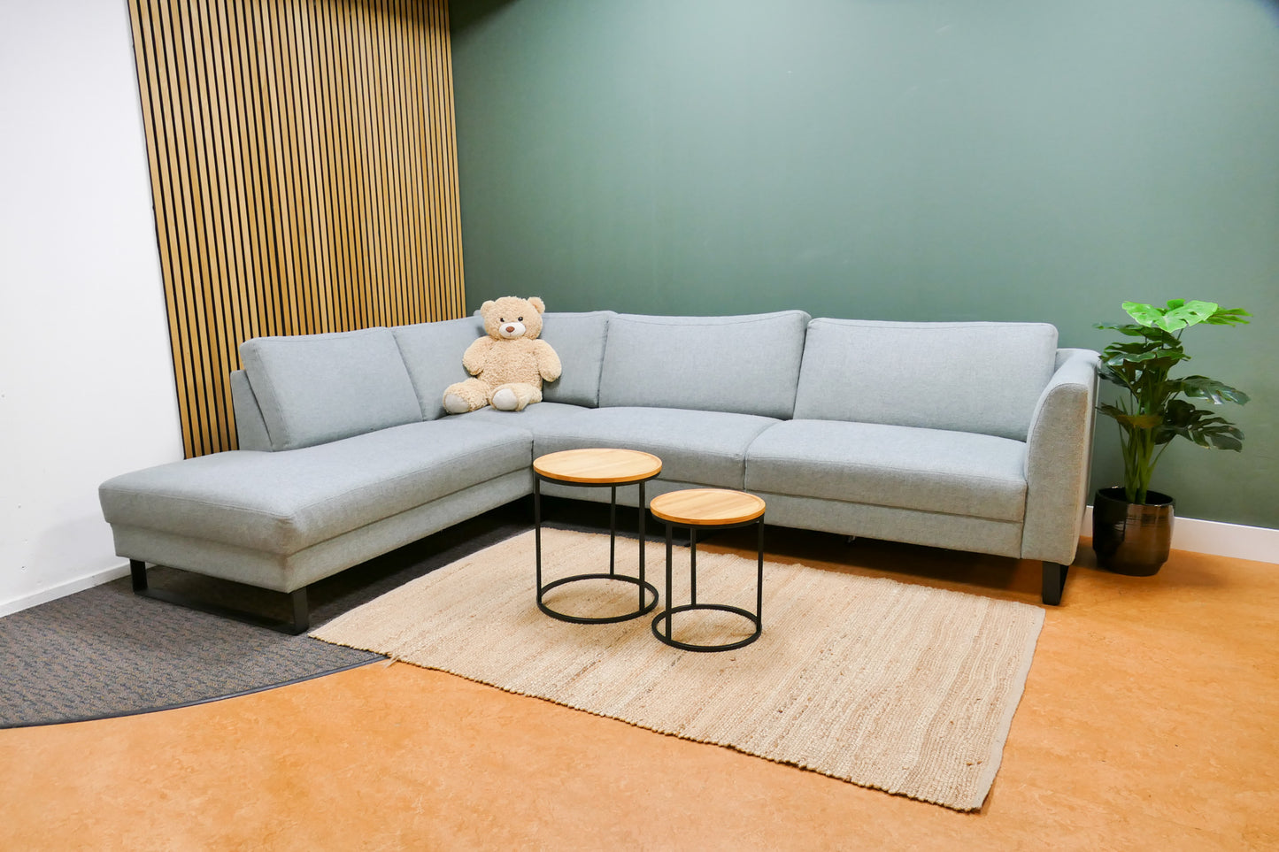 Refurbished Moderne Hoekbank Lichtblauw Gemêleerd