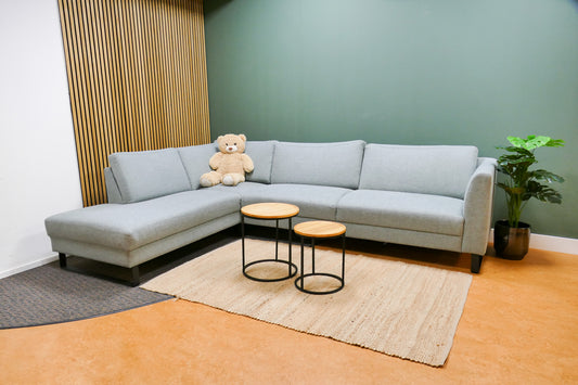 Refurbished Moderne Hoekbank Lichtblauw Gemêleerd