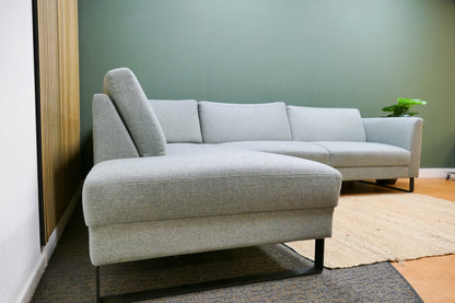 Refurbished Moderne Hoekbank Lichtblauw Gemêleerd