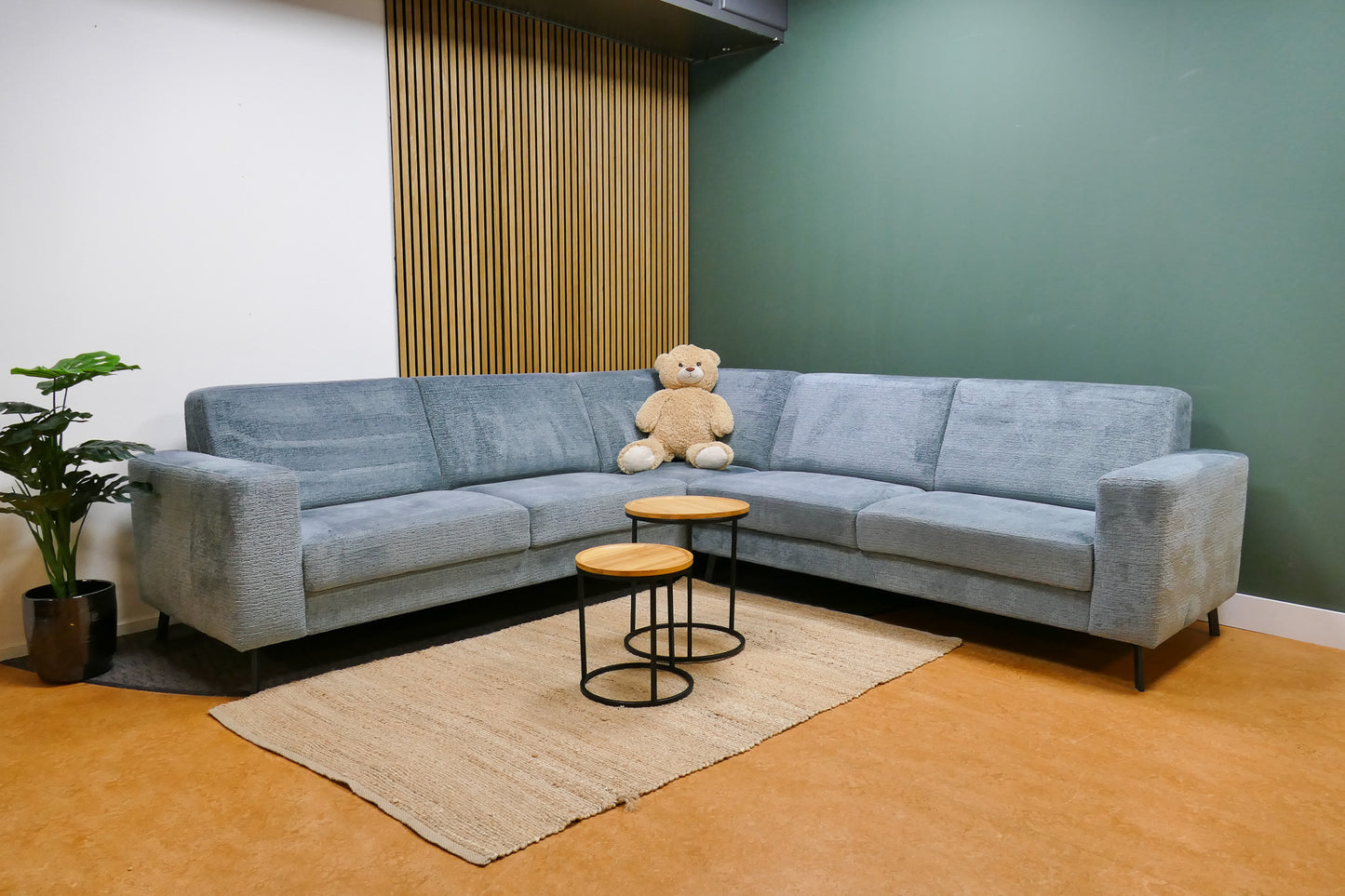 Refurbished Grote Hoekbank Turqouise/Blauw