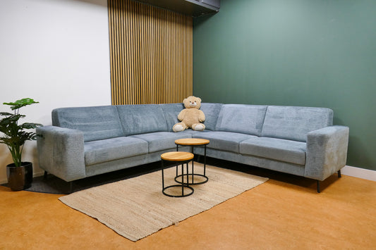Refurbished Grote Hoekbank Turqouise/Blauw